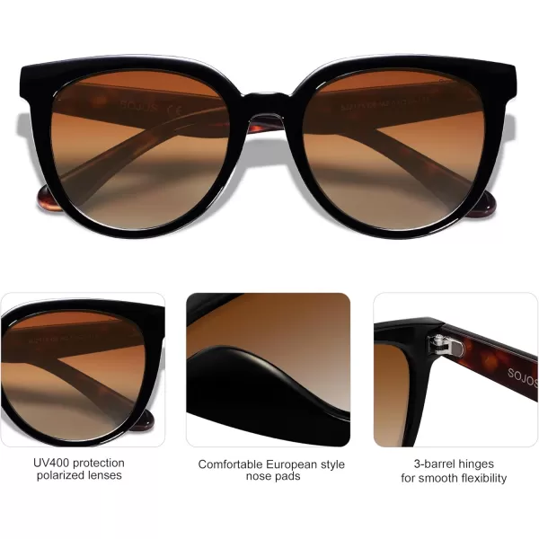SOJOS Trendy Cat Eye Round Polarized Sunglasses for Women Fashion UV Protection Sunnies Sunglasses SJ2175Tortoise Temple
