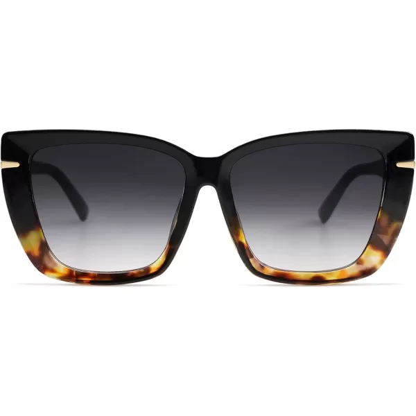 SOJOS Trendy Large Oversized Cat Eye Sunglasses for Women 70s UV400 Designer Shades SJ2231Black  TortoiseGrey