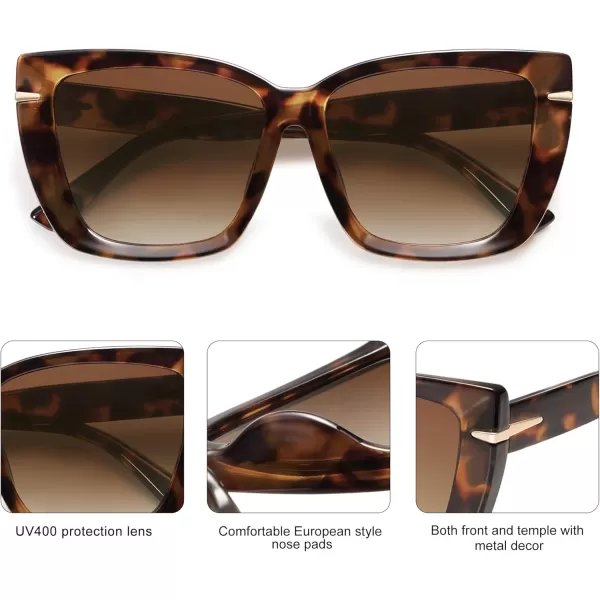 SOJOS Trendy Large Oversized Cat Eye Sunglasses for Women 70s UV400 Designer Shades SJ2231Brown TortoiseBrown