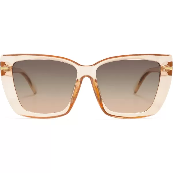 SOJOS Trendy Large Oversized Cat Eye Sunglasses for Women 70s UV400 Designer Shades SJ2231Clear BrownBrown