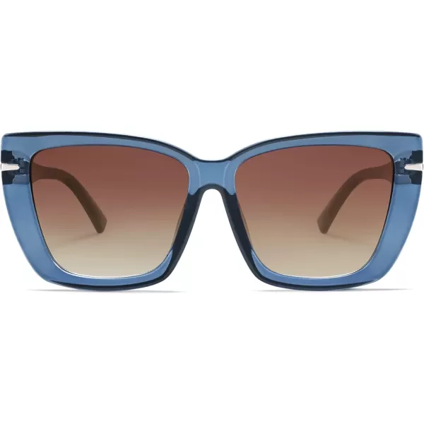 SOJOS Trendy Large Oversized Cat Eye Sunglasses for Women 70s UV400 Designer Shades SJ2231Dark BlueBrown