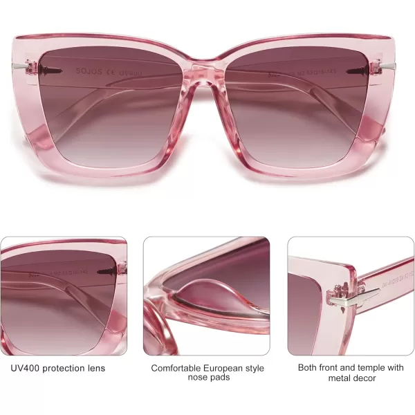 SOJOS Trendy Large Oversized Cat Eye Sunglasses for Women 70s UV400 Designer Shades SJ2231PinkGradient Pink