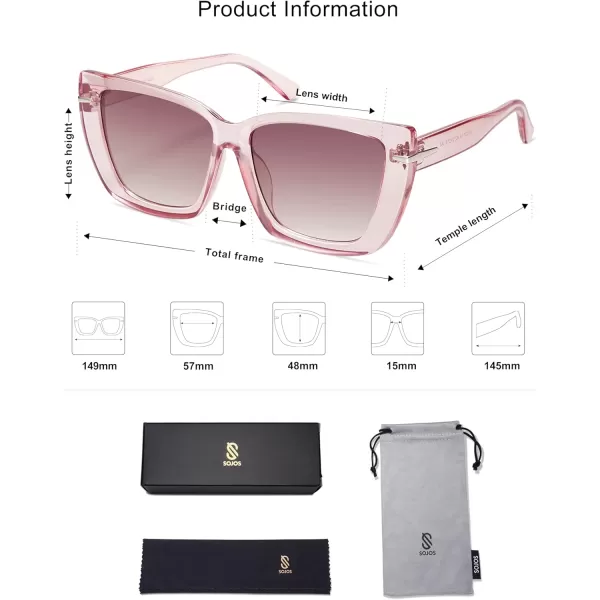SOJOS Trendy Large Oversized Cat Eye Sunglasses for Women 70s UV400 Designer Shades SJ2231PinkGradient Pink