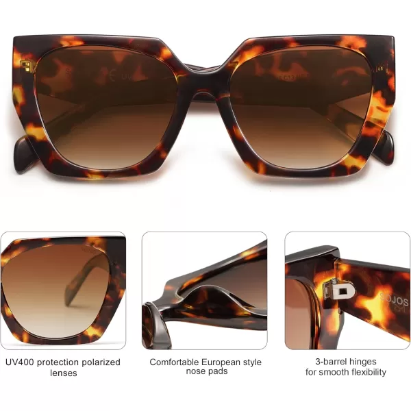 SOJOS Trendy Oversized Polarized Sunglasses Womens Big Square Cateye Sunnies Lentes de sol para mujer SJ2205Brown TortoiseBrown