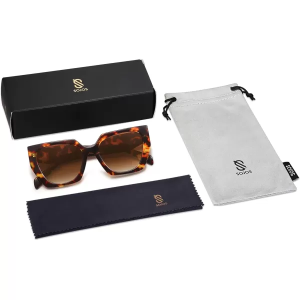 SOJOS Trendy Oversized Polarized Sunglasses Womens Big Square Cateye Sunnies Lentes de sol para mujer SJ2205Brown TortoiseBrown