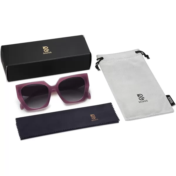 SOJOS Trendy Oversized Polarized Sunglasses Womens Big Square Cateye Sunnies Lentes de sol para mujer SJ2205Dark PurpleGrey