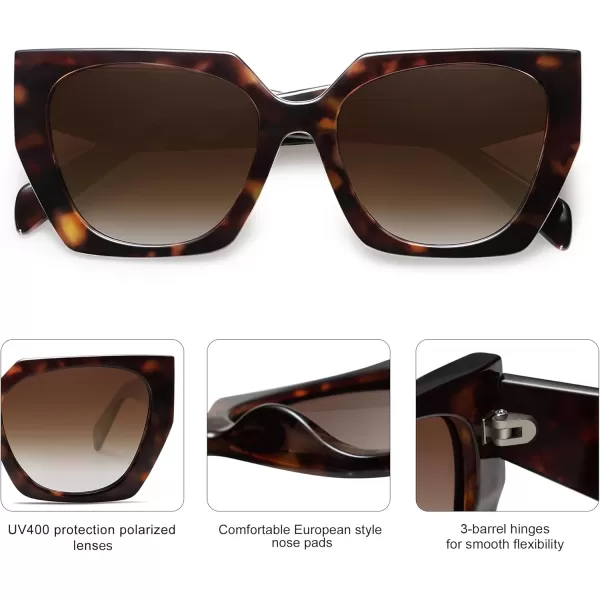 SOJOS Trendy Oversized Polarized Sunglasses Womens Big Square Cateye Sunnies Lentes de sol para mujer SJ2205Dark TortoiseBrown