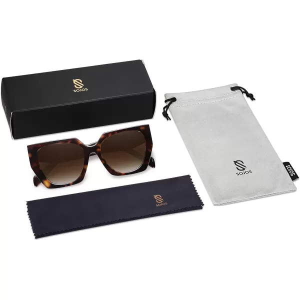 SOJOS Trendy Oversized Polarized Sunglasses Womens Big Square Cateye Sunnies Lentes de sol para mujer SJ2205Dark TortoiseBrown