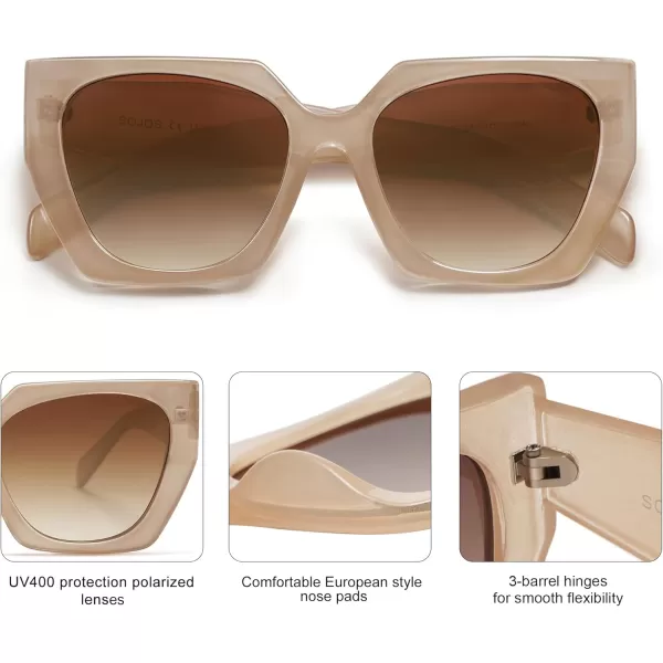 SOJOS Trendy Oversized Polarized Sunglasses Womens Big Square Cateye Sunnies Lentes de sol para mujer SJ2205Light BrownBrown