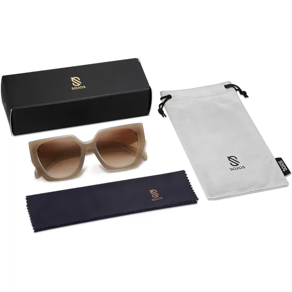SOJOS Trendy Oversized Polarized Sunglasses Womens Big Square Cateye Sunnies Lentes de sol para mujer SJ2205Milky BrownBrown