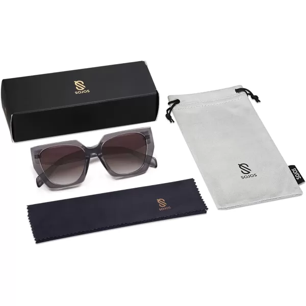 SOJOS Trendy Oversized Polarized Sunglasses Womens Big Square Cateye Sunnies Lentes de sol para mujer SJ2205Purplish GreyGradient Grey