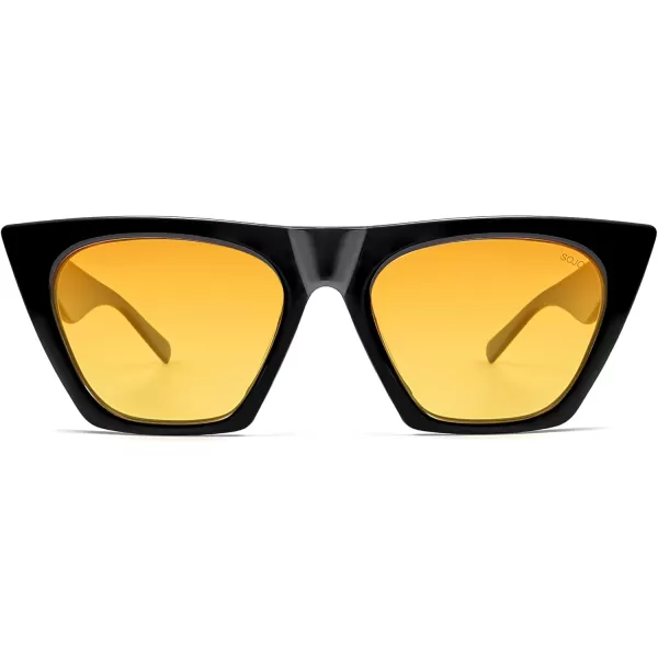 SOJOS Trendy Oversized Square Cateye Polarized Sunglasses Womens Big Frame Shades SJ2115BlackYellow