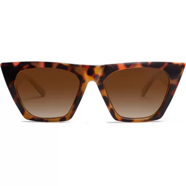 SOJOS Trendy Oversized Square Cateye Polarized Sunglasses Womens Big Frame Shades SJ2115Brown TortoiseBrown