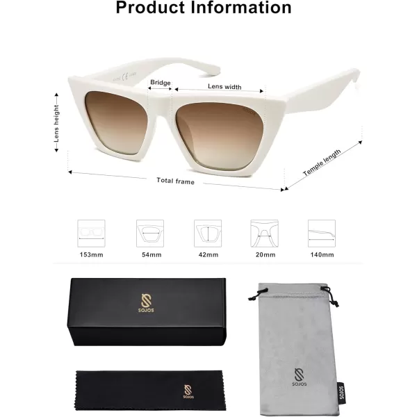 SOJOS Trendy Oversized Square Cateye Polarized Sunglasses Womens Big Frame Shades SJ2115CreamBrown