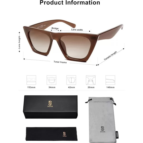 SOJOS Trendy Oversized Square Cateye Polarized Sunglasses Womens Big Frame Shades SJ2115Dark BrownBrown