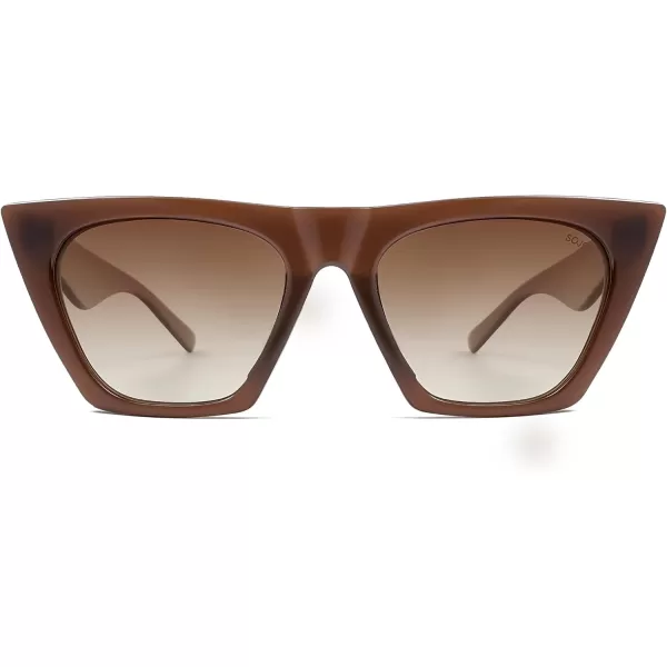 SOJOS Trendy Oversized Square Cateye Polarized Sunglasses Womens Big Frame Shades SJ2115Dark BrownBrown