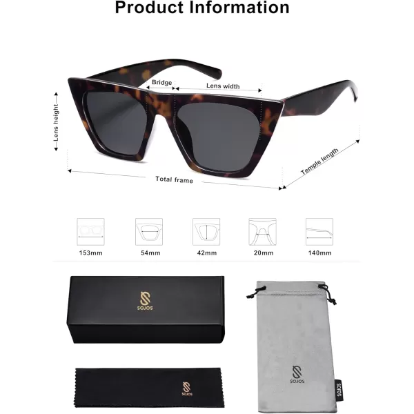SOJOS Trendy Oversized Square Cateye Polarized Sunglasses Womens Big Frame Shades SJ2115Dark TortoiseGrey
