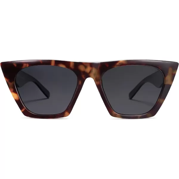 SOJOS Trendy Oversized Square Cateye Polarized Sunglasses Womens Big Frame Shades SJ2115Dark TortoiseGrey