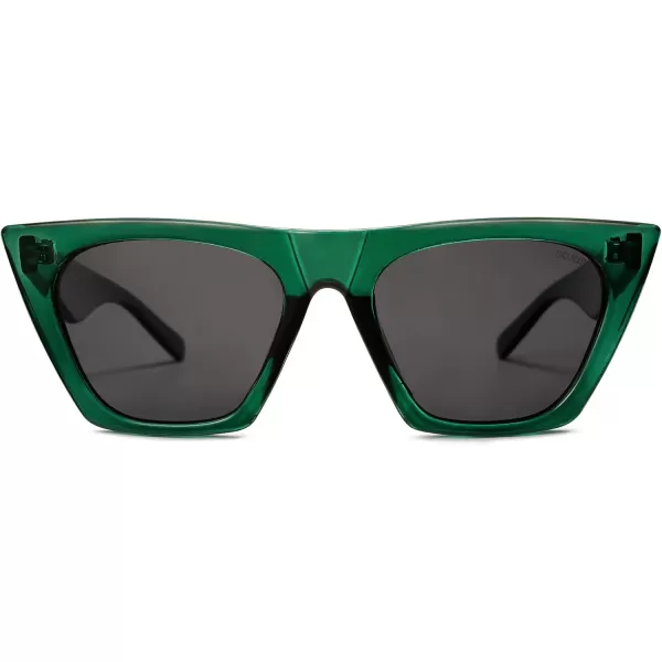 SOJOS Trendy Oversized Square Cateye Polarized Sunglasses Womens Big Frame Shades SJ2115GreenGrey