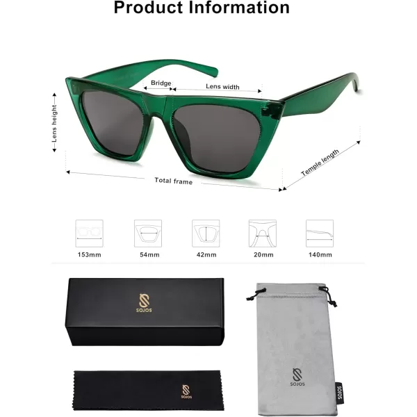 SOJOS Trendy Oversized Square Cateye Polarized Sunglasses Womens Big Frame Shades SJ2115GreenGrey