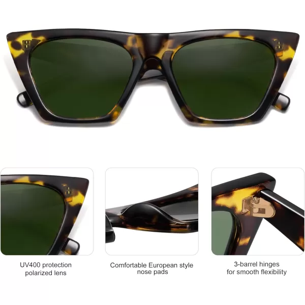 SOJOS Trendy Oversized Square Cateye Polarized Sunglasses Womens Big Frame Shades SJ2115Greenish TortoiseGreen