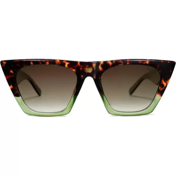 SOJOS Trendy Oversized Square Cateye Polarized Sunglasses Womens Big Frame Shades SJ2115GreentortoiseGreen