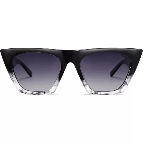 SOJOS Trendy Oversized Square Cateye Polarized Sunglasses Womens Big Frame Shades SJ2115Marble BlackGrey