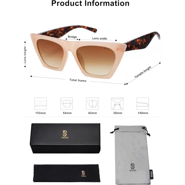 SOJOS Trendy Oversized Square Cateye Polarized Sunglasses Womens Big Frame Shades SJ2115PinkBrown
