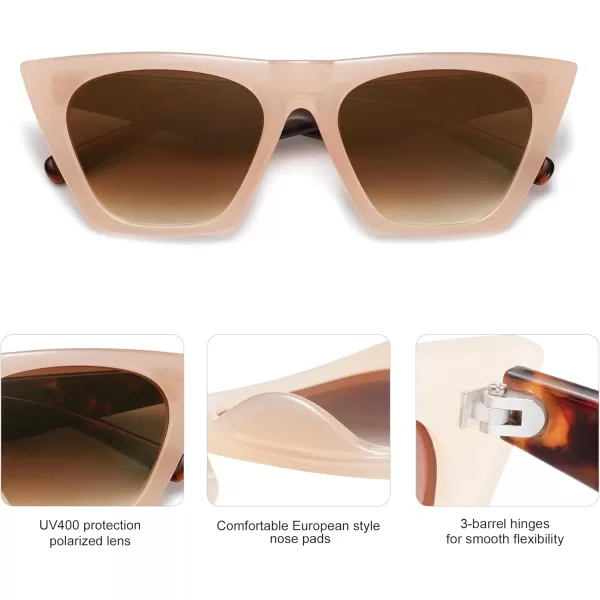 SOJOS Trendy Oversized Square Cateye Polarized Sunglasses Womens Big Frame Shades SJ2115PinkBrown