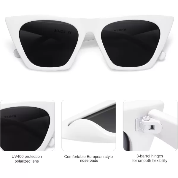 SOJOS Trendy Oversized Square Cateye Polarized Sunglasses Womens Big Frame Shades SJ2115Raw WhiteGrey