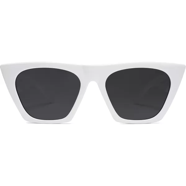 SOJOS Trendy Oversized Square Cateye Polarized Sunglasses Womens Big Frame Shades SJ2115Raw WhiteGrey