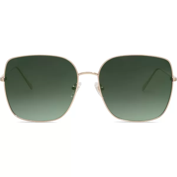 SOJOS Trendy Oversized Square Metal Frame Sunglasses for Women Men Retro Big Flat Lens UV Protection Sunglasses SJ1146GoldGreyishgreen