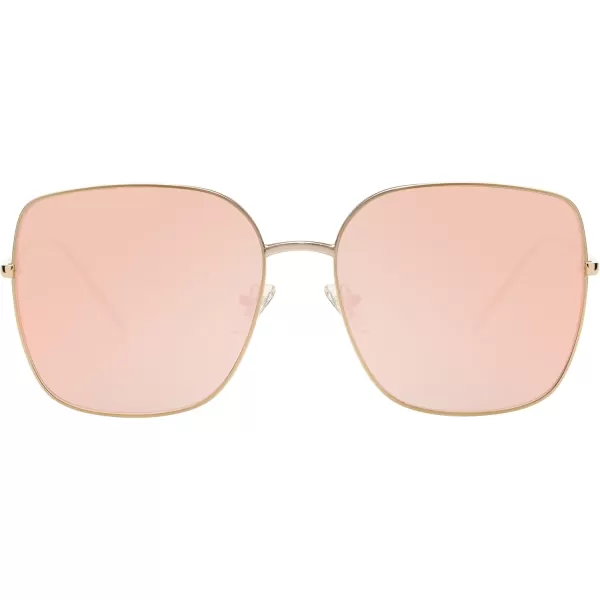 SOJOS Trendy Oversized Square Metal Frame Sunglasses for Women Men Retro Big Flat Lens UV Protection Sunglasses SJ1146GoldPink Mirrored
