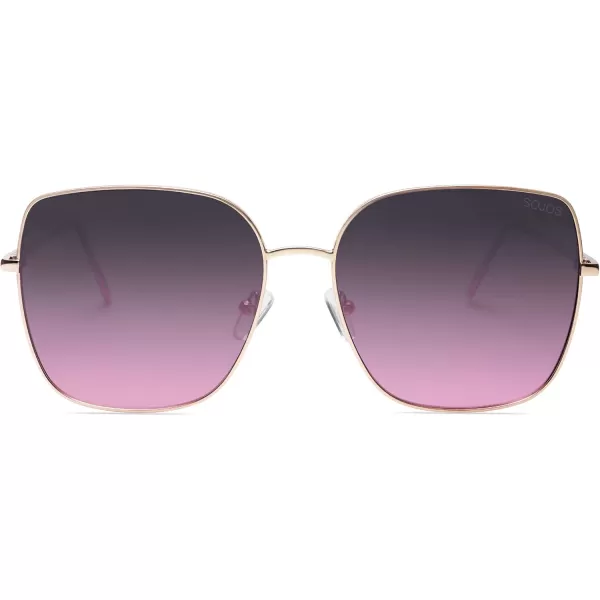 SOJOS Trendy Oversized Square Metal Frame Sunglasses for Women Men Retro Big Flat Lens UV Protection Sunglasses SJ1146Light Gold FrameGrey Lens TopPurple Lens Bottom