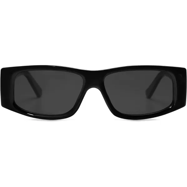 SOJOS Trendy Y2K Rectangle Polarized Sunglasses for Women Men Fashion Designer Rave Sunglasses SJ2228BlackGrey