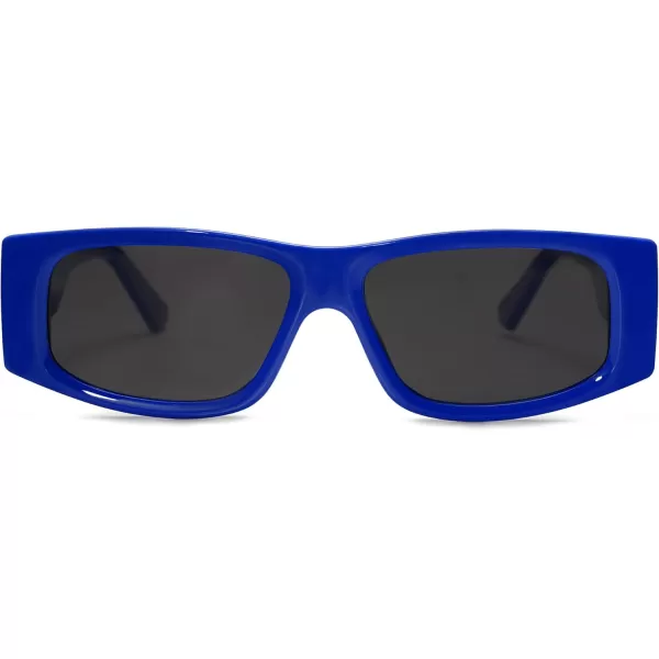 SOJOS Trendy Y2K Rectangle Polarized Sunglasses for Women Men Fashion Designer Rave Sunglasses SJ2228Dark BlueGrey