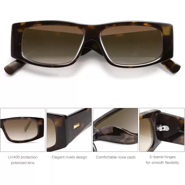 SOJOS Trendy Y2K Rectangle Polarized Sunglasses for Women Men Fashion Designer Rave Sunglasses SJ2228Dark TortoiseBrown