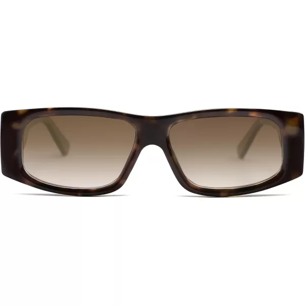 SOJOS Trendy Y2K Rectangle Polarized Sunglasses for Women Men Fashion Designer Rave Sunglasses SJ2228Dark TortoiseBrown
