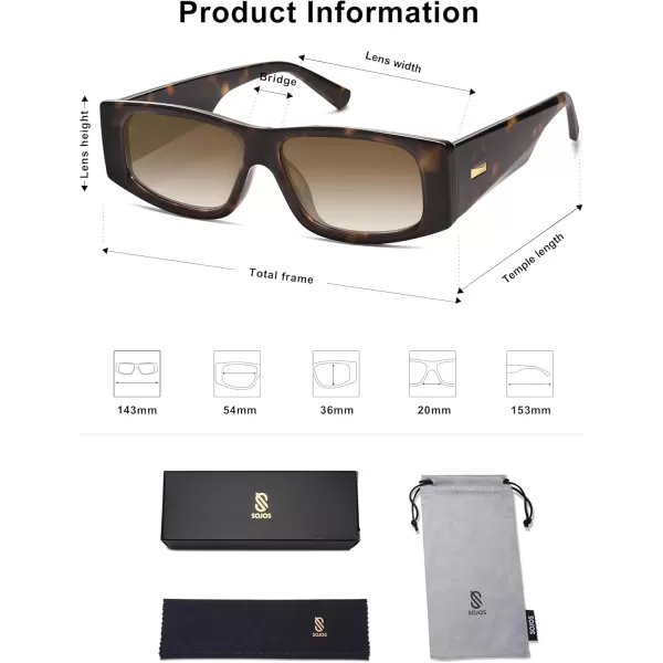 SOJOS Trendy Y2K Rectangle Polarized Sunglasses for Women Men Fashion Designer Rave Sunglasses SJ2228Dark TortoiseBrown