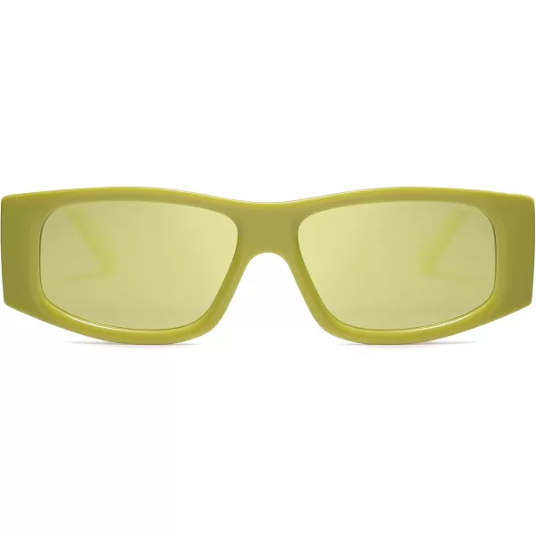 SOJOS Trendy Y2K Rectangle Polarized Sunglasses for Women Men Fashion Designer Rave Sunglasses SJ2228GreenGreen Mirrored