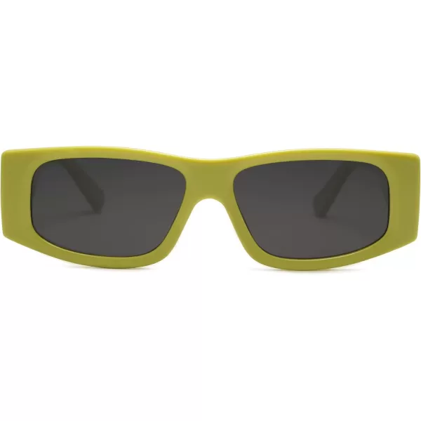 SOJOS Trendy Y2K Rectangle Polarized Sunglasses for Women Men Fashion Designer Rave Sunglasses SJ2228GreenGrey