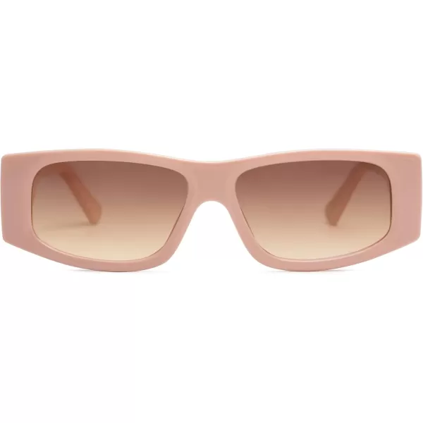 SOJOS Trendy Y2K Rectangle Polarized Sunglasses for Women Men Fashion Designer Rave Sunglasses SJ2228PinkBrown