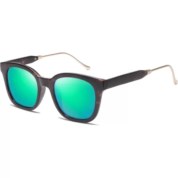 SOJOS Classic Square Polarized Sunglasses Womens Mens Retro Trendy Uv400 Sunnies Sj2050 Blue MiddleTortoiseGreen