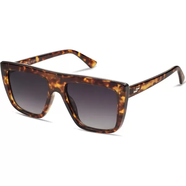 SOJOS Classic Trendy Flat Top Sunglasses for Women Men Designer UV400 Sunnies SJ2250Dark TortoiseGrey