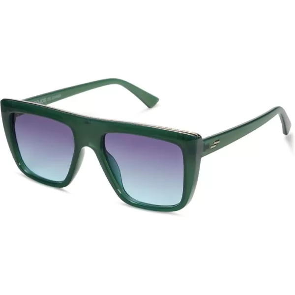 SOJOS Classic Trendy Flat Top Sunglasses for Women Men Designer UV400 Sunnies SJ2250GreenBluish Grey