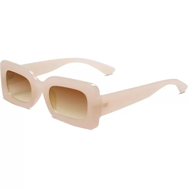 SOJOS Retro 90s Nude Rectangle Sunglasses Womens Mens Trendy Chunky GlassesBeige