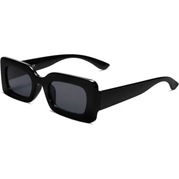 SOJOS Retro 90s Nude Rectangle Sunglasses Womens Mens Trendy Chunky GlassesBlack