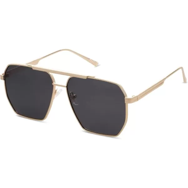 SOJOS Retro Oversized Square Polarized Sunglasses for Women and Men Vintage Shades Classic Large Metal Sun GlassesGold