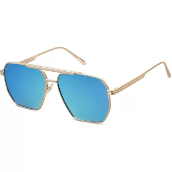 SOJOS Retro Oversized Square Polarized Sunglasses for Women and Men Vintage Shades Classic Large Metal Sun GlassesK Gold