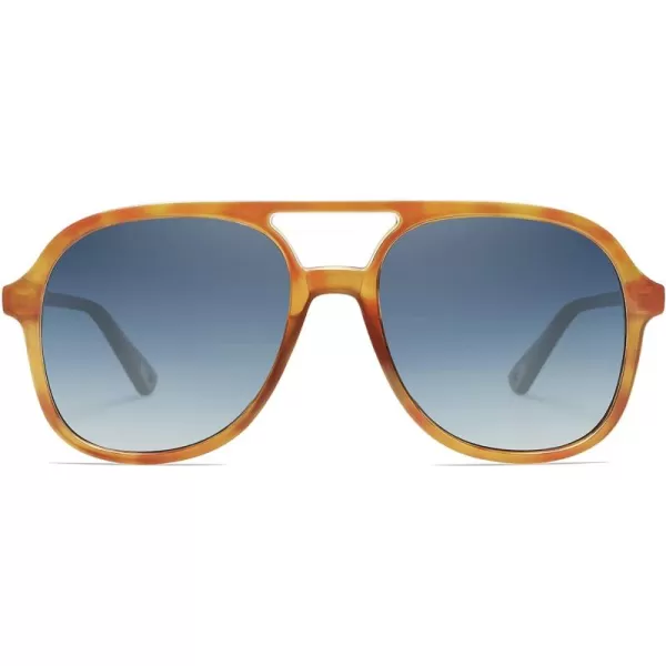 SOJOS Retro Polarized Aviator Sunglasses for Women Men Classic 70s Vintage Trendy Square Aviators SJ2174Caramel TortoiseGradient Grey